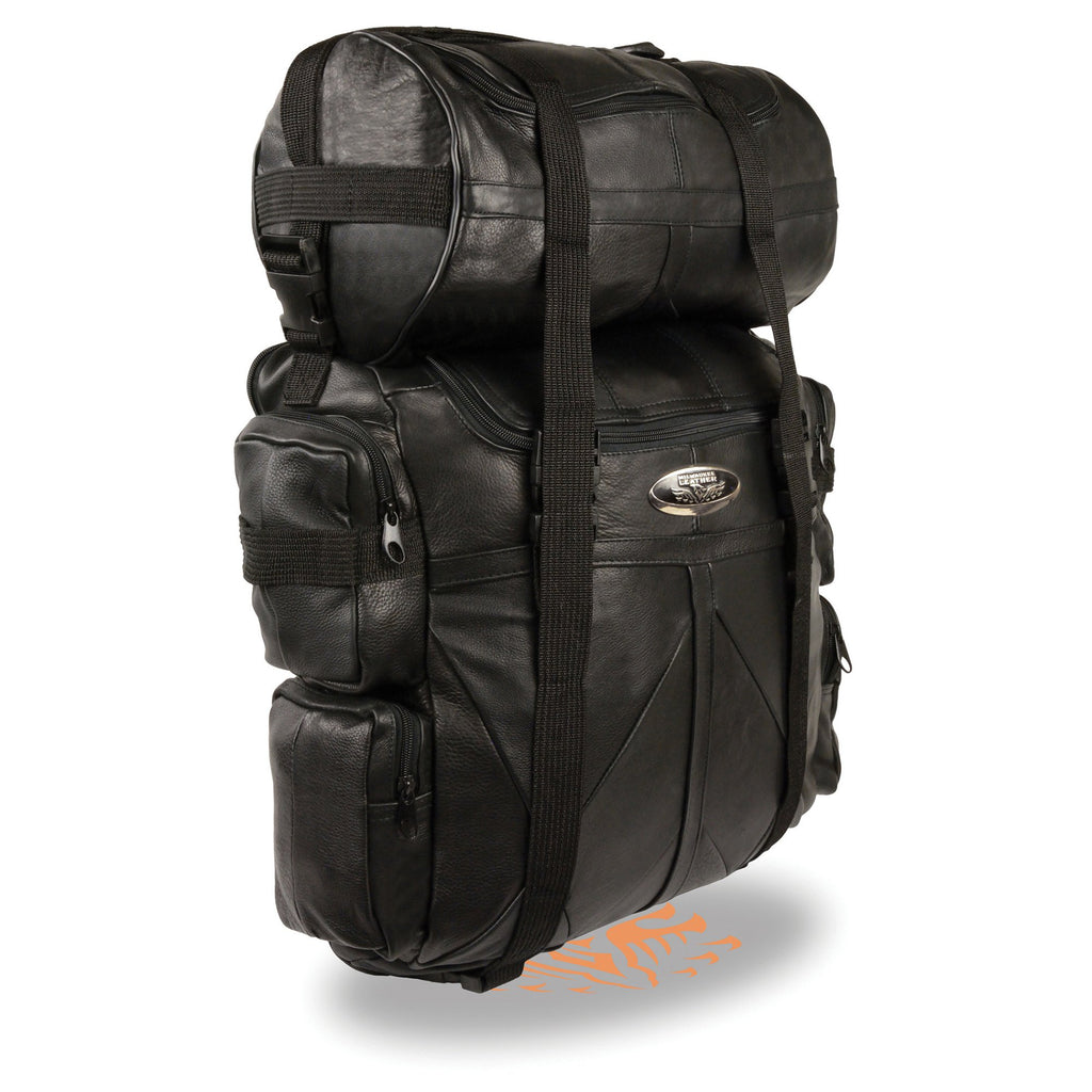Milwaukee Leather SH537 Large Leather Deluxe Sissy Bar Pack (20X16X6)