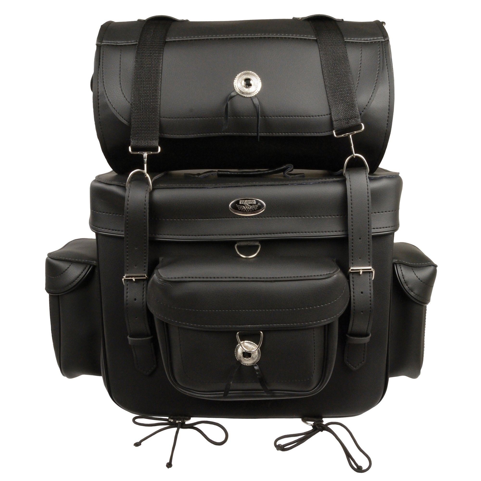 Milwaukee Leather SH539 Black PVC Large 2 Piece Touring Sissy Bar Bag