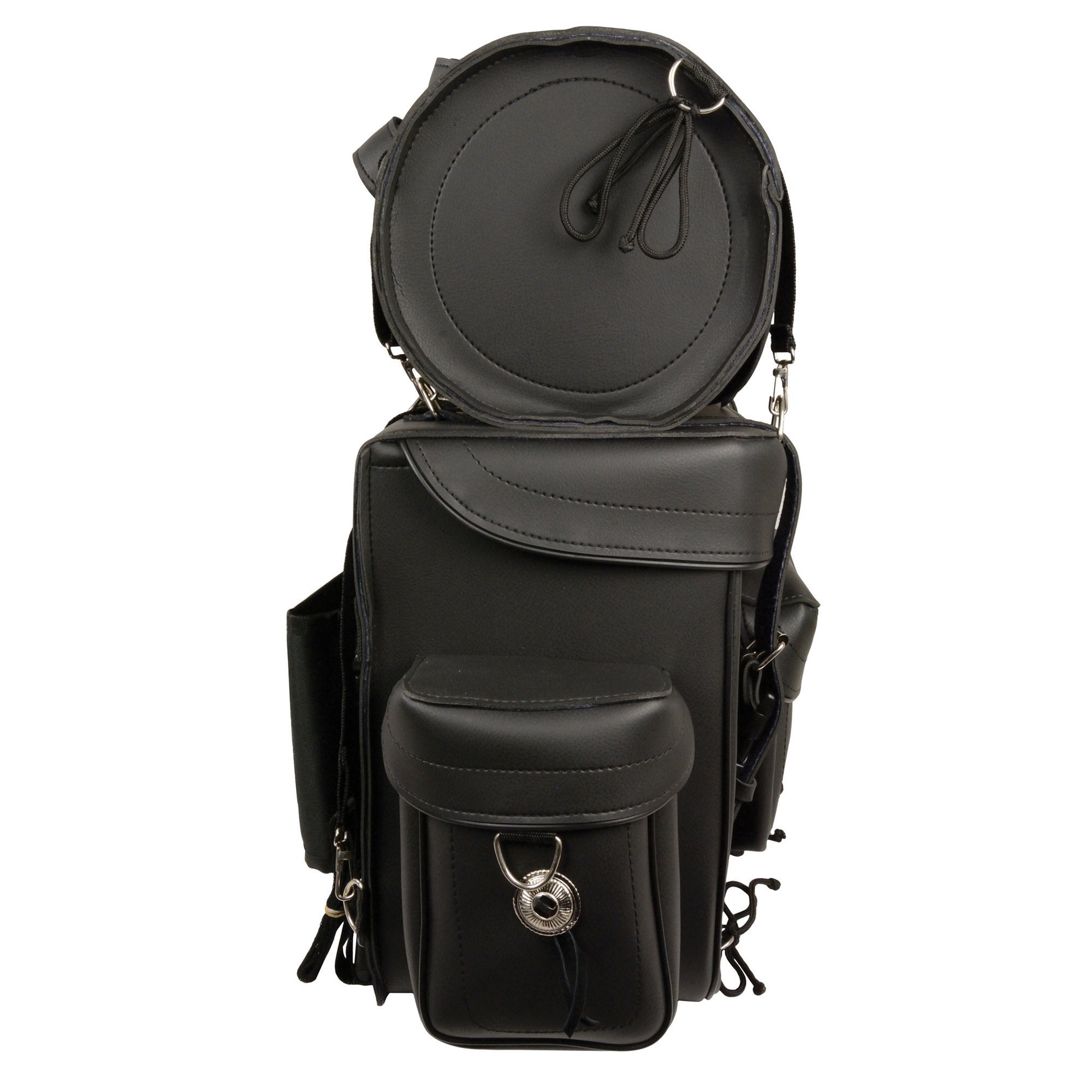 black leather backpack with silver milwaukee Milwaukee Leather SH539 Black PVC Large 2 Piece Touring Sissy Bar Bag