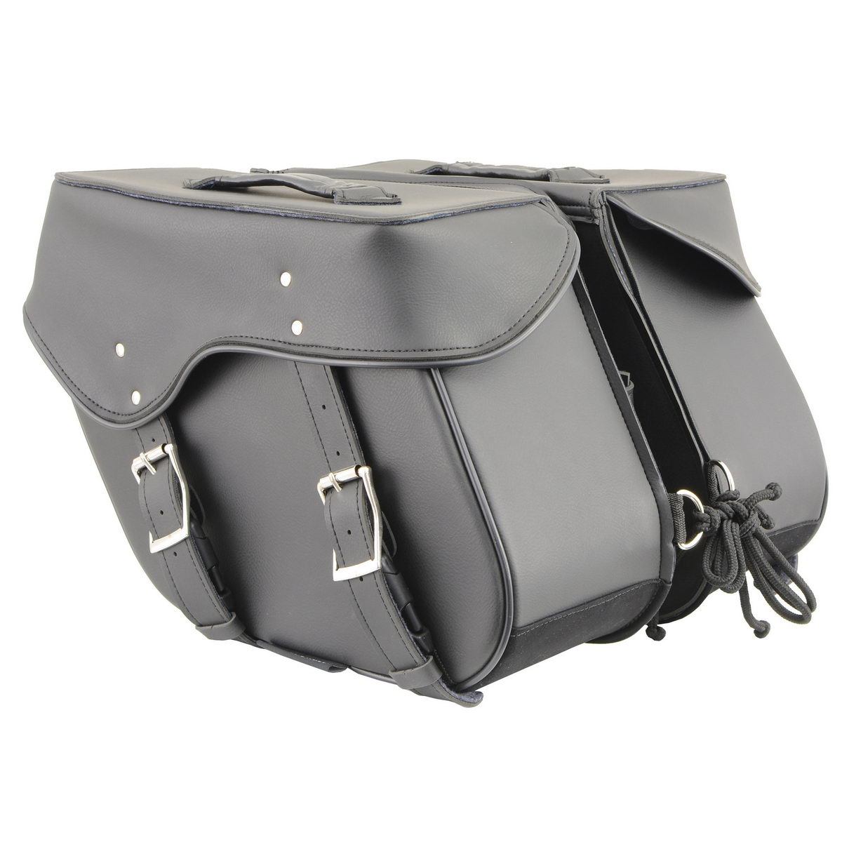 Milwaukee Leather SH55201ZB Black Large PVC Zip-Off Throwover Saddlebags