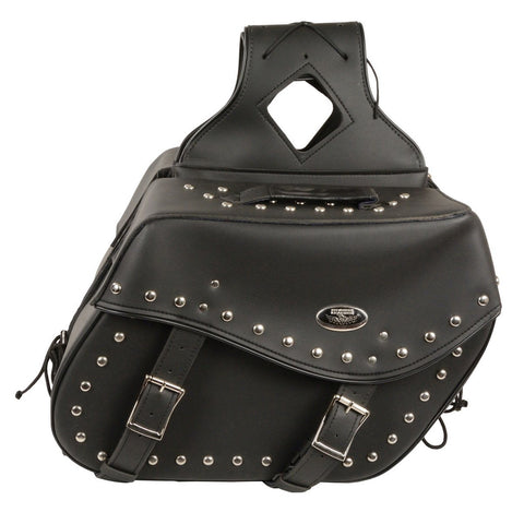 Milwaukee Performance SH553ZB Black Large Zip-Off PVC Studded Throw Over Saddlebags