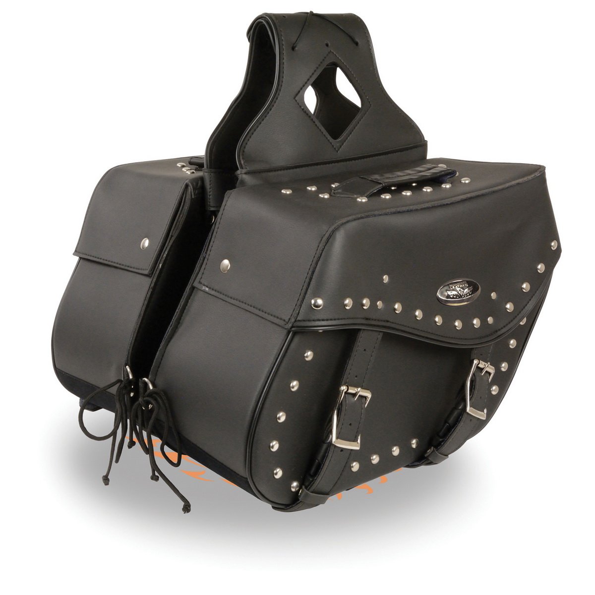 Milwaukee Performance SH553ZB Black Large Zip-Off PVC Studded Throw Over Saddlebags