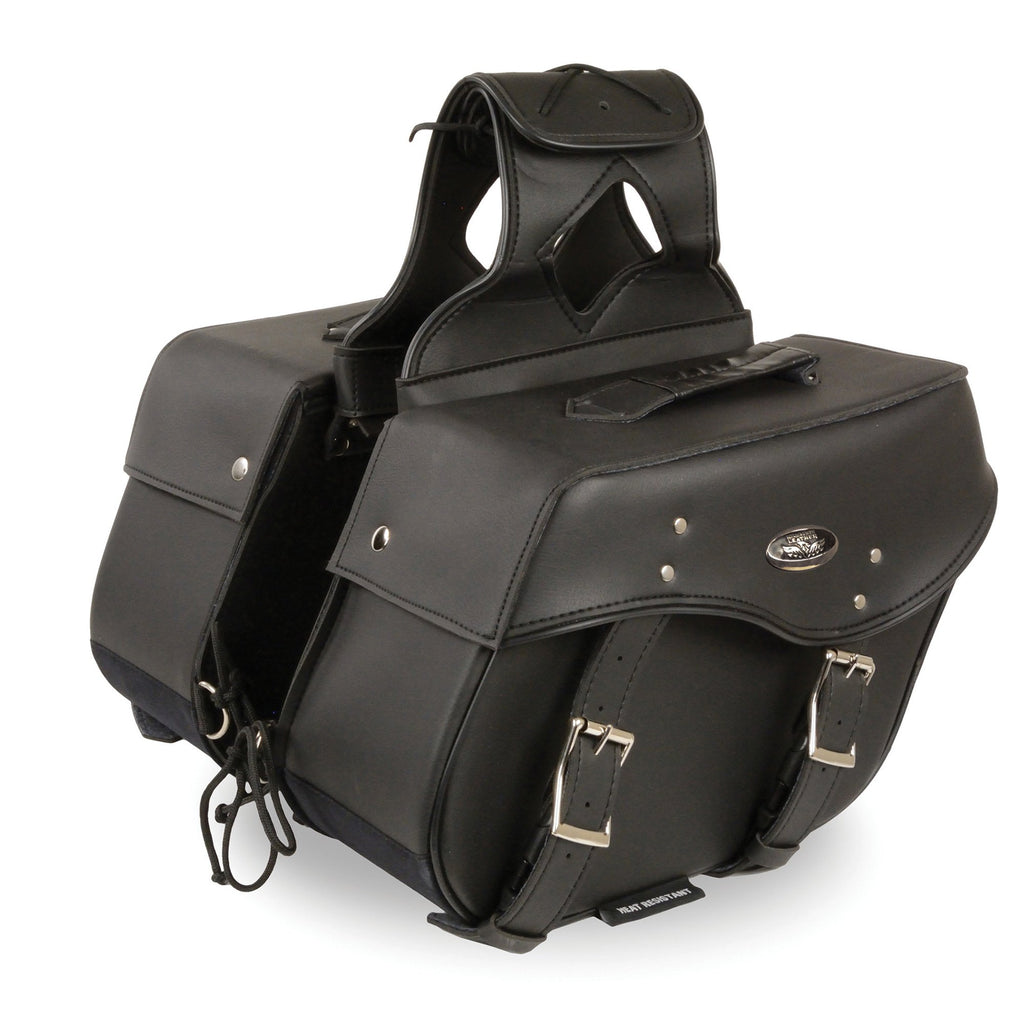 Milwaukee Leather SH55303ZB Black Medium Zip-Off PVC Throw Over Motorcycle Saddlebags