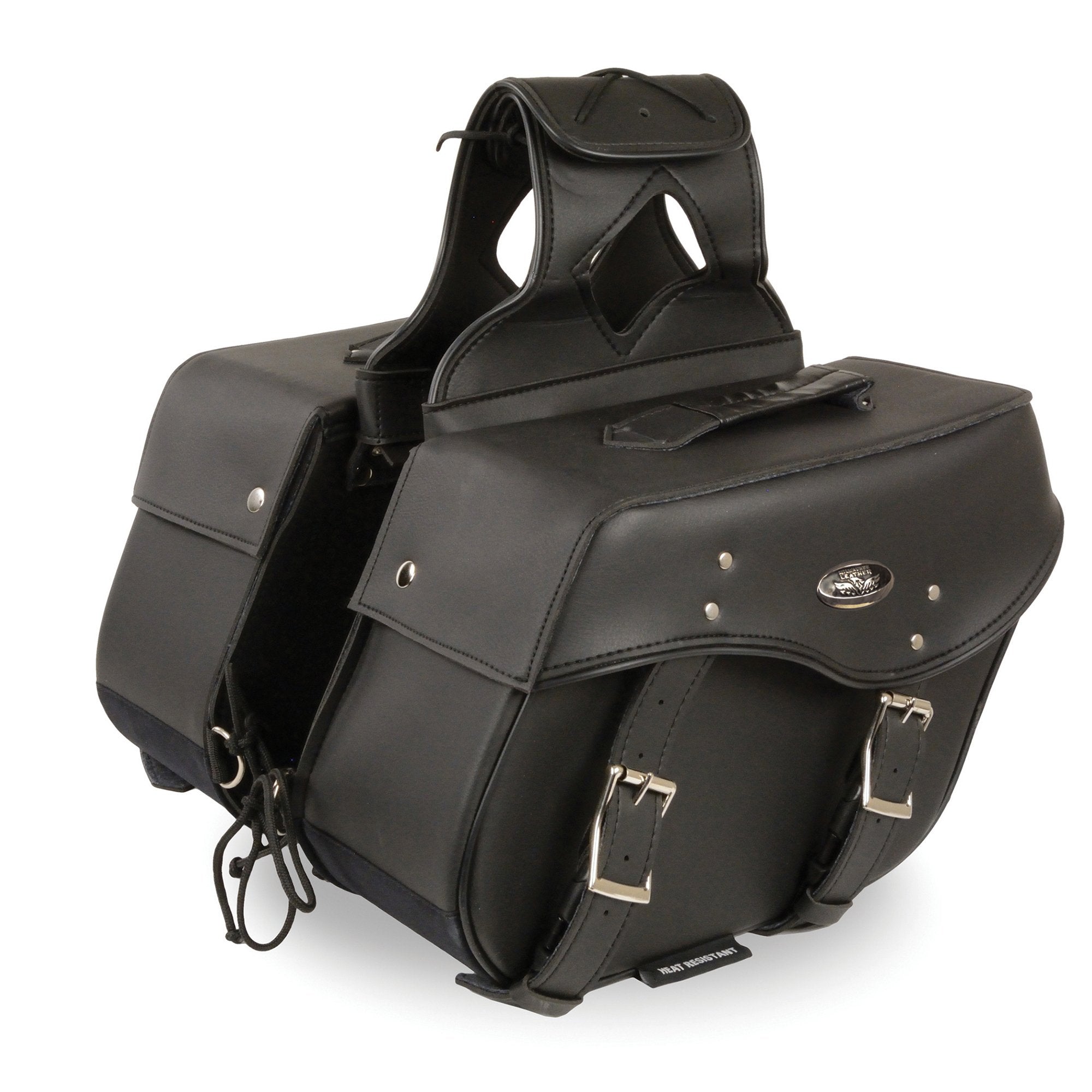 Milwaukee Leather SH55303ZB Black Medium Zip-Off PVC Throw Over Motorcycle Saddlebags