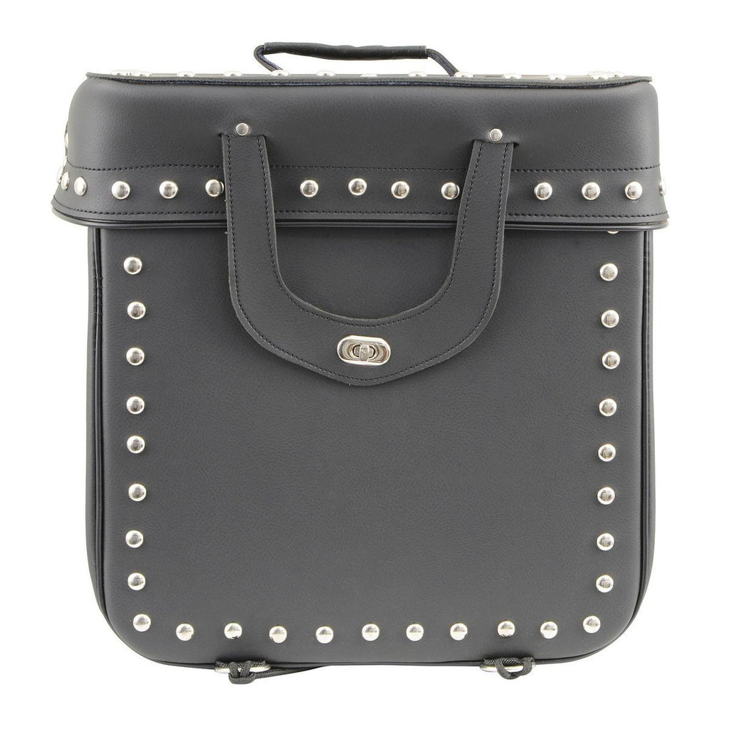 Milwaukee Leather SH582 Black Medium ‘Studded’ PVC Sissy Bar Carry Bag