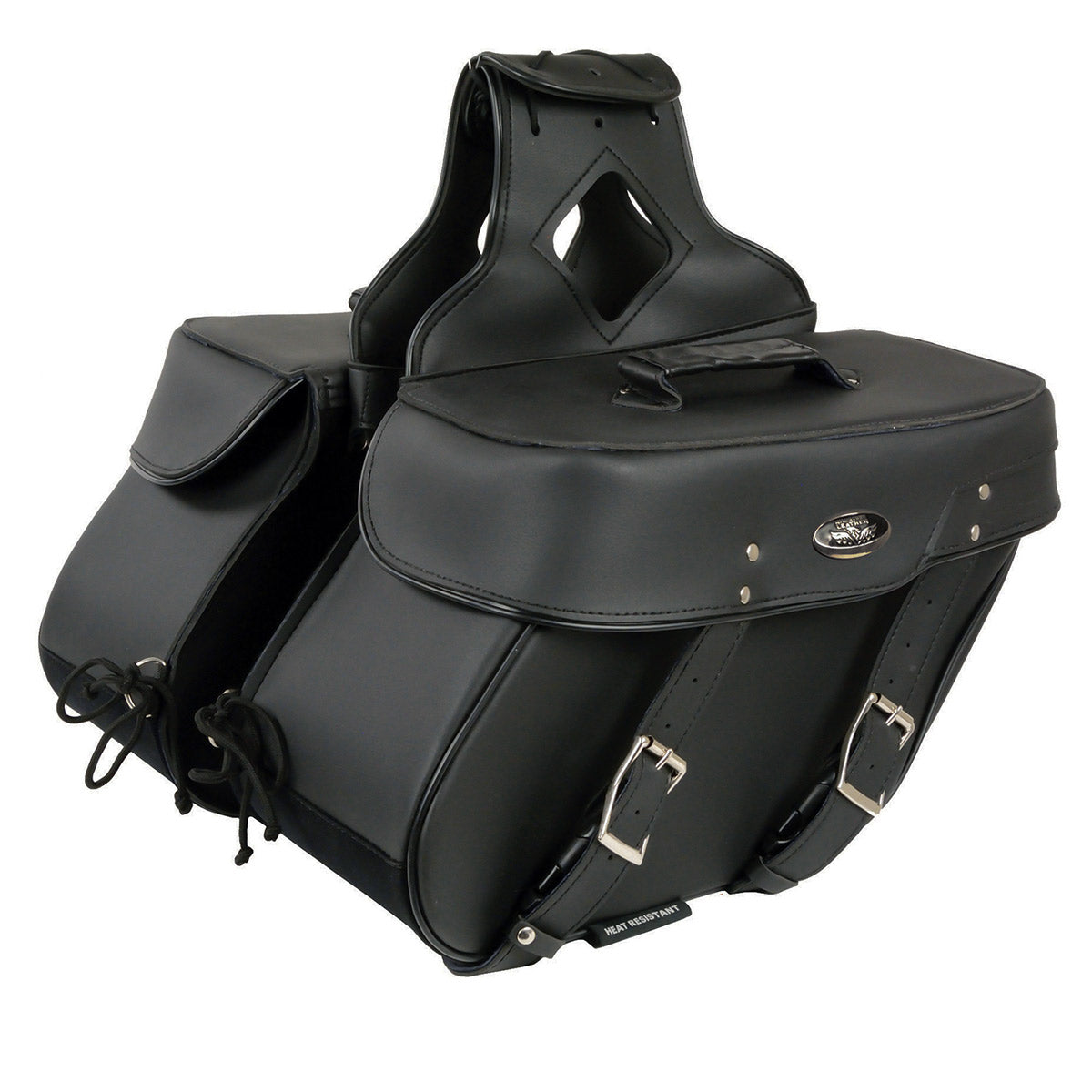 Milwaukee Leather SH592ZB Black Zip-Off PVC Throw Over Slanted Saddlebags