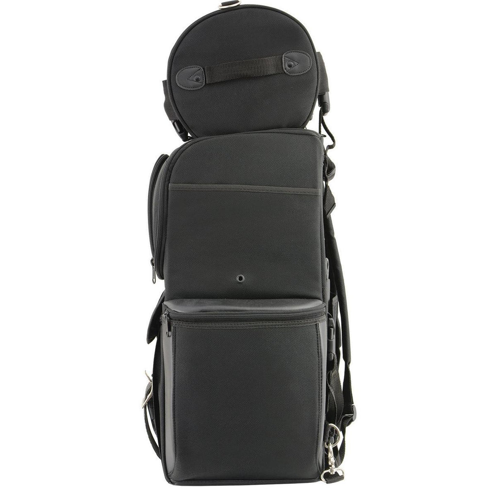 Milwaukee Leather SH605 Black Textile and PVC Large 2 Piece Touring Sissy Bar Bag