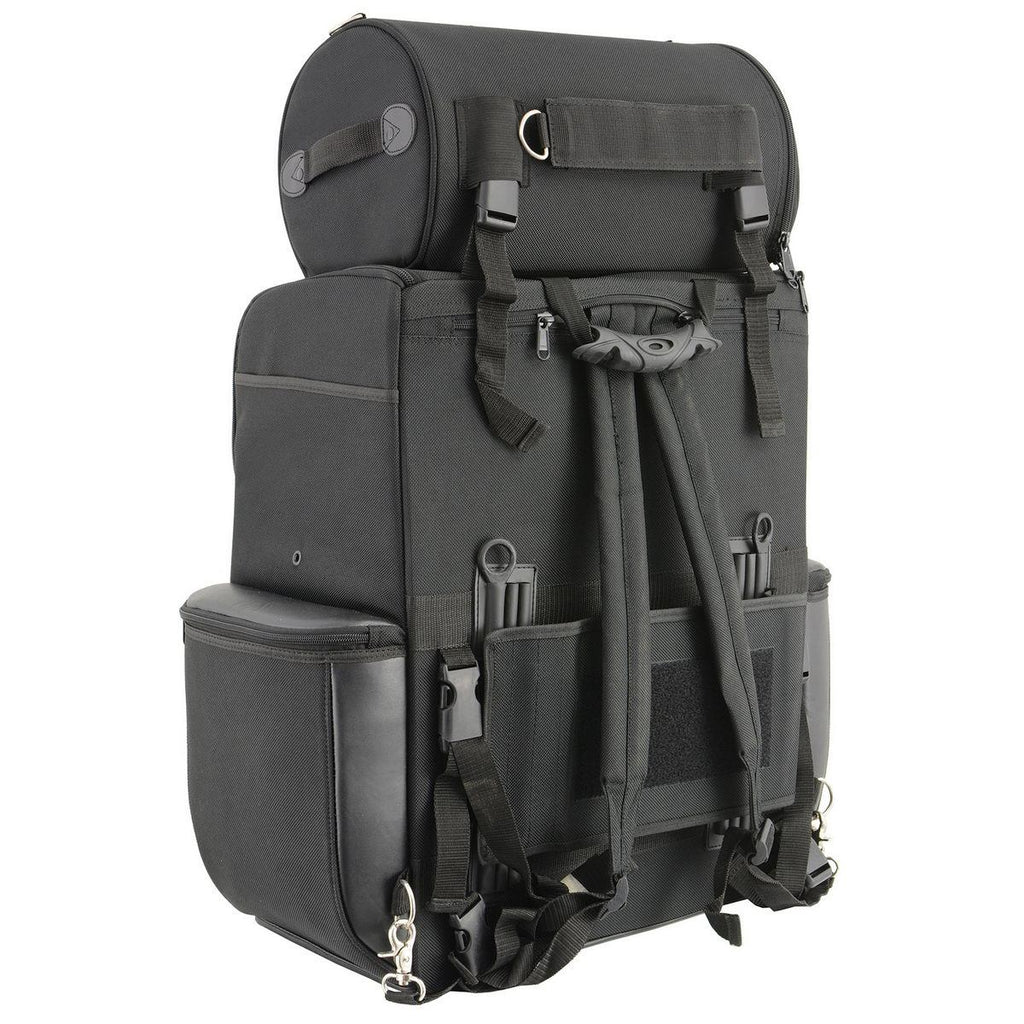 Milwaukee Leather SH605 Black Textile and PVC Large 2 Piece Touring Sissy Bar Bag