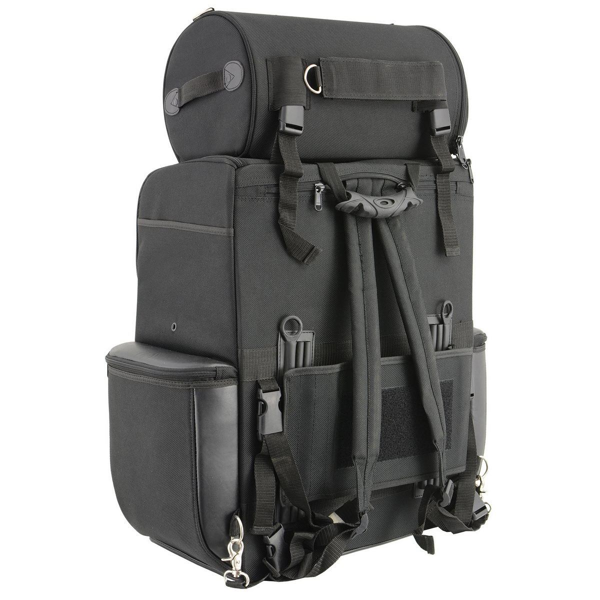 Milwaukee Leather SH605 Black Textile and PVC Large 2 Piece Touring Sissy Bar Bag