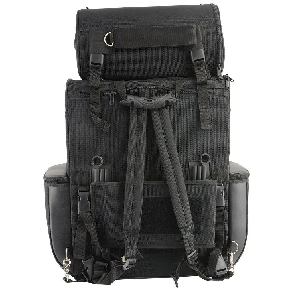 Milwaukee Leather SH605 Black Textile and PVC Large 2 Piece Touring Sissy Bar Bag