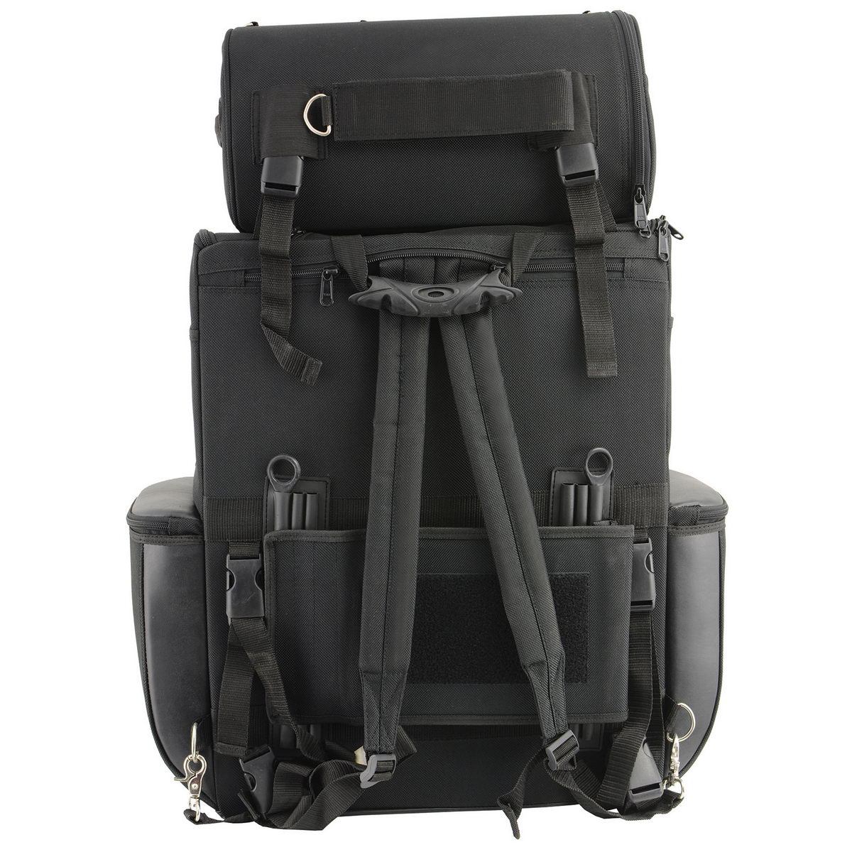 Milwaukee Leather SH605 Black Textile and PVC Large 2 Piece Touring Sissy Bar Bag