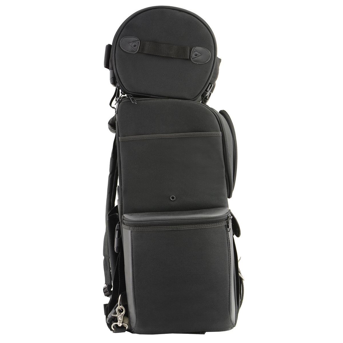 Milwaukee Leather SH605S Black 'Studded' Textile and PVC Large 2 Piece Touring Sissy Bar Bag