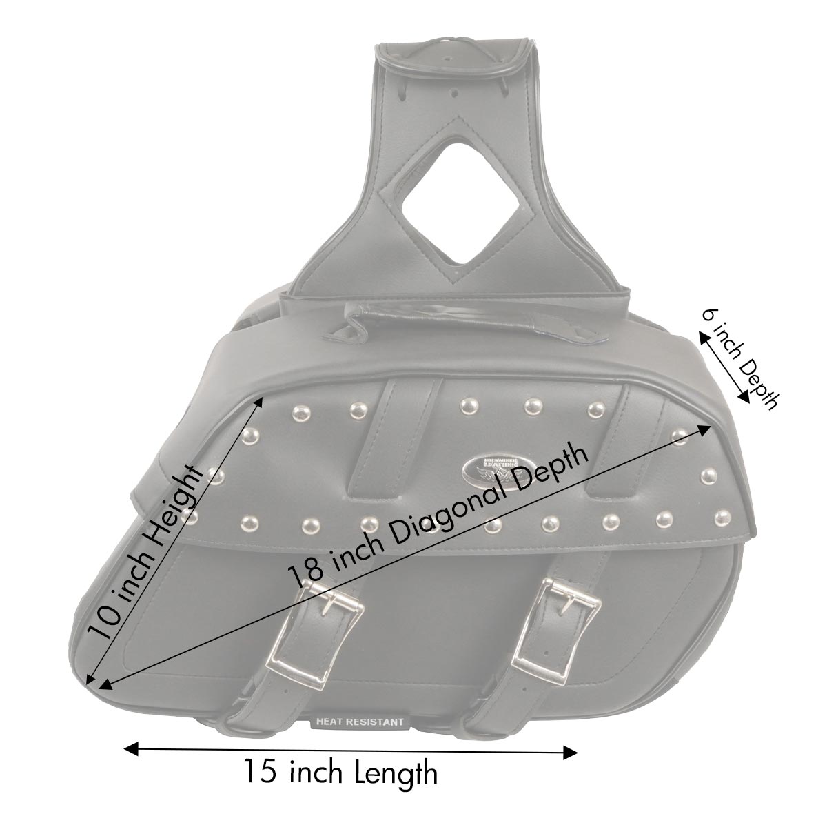 Milwaukee Performance SH61101ZB Black Zip-Off PVC Studded Throw Over Rounded Saddlebags