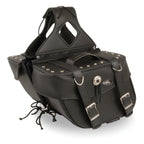 Milwaukee Performance SH629ZB Black Zip-Off PVC Throw Over Saddlebags with Rivets and Concho
