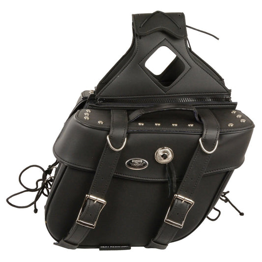 Milwaukee Performance SH629ZB Black Zip-Off PVC Throw Over Saddlebags with Rivets and Concho