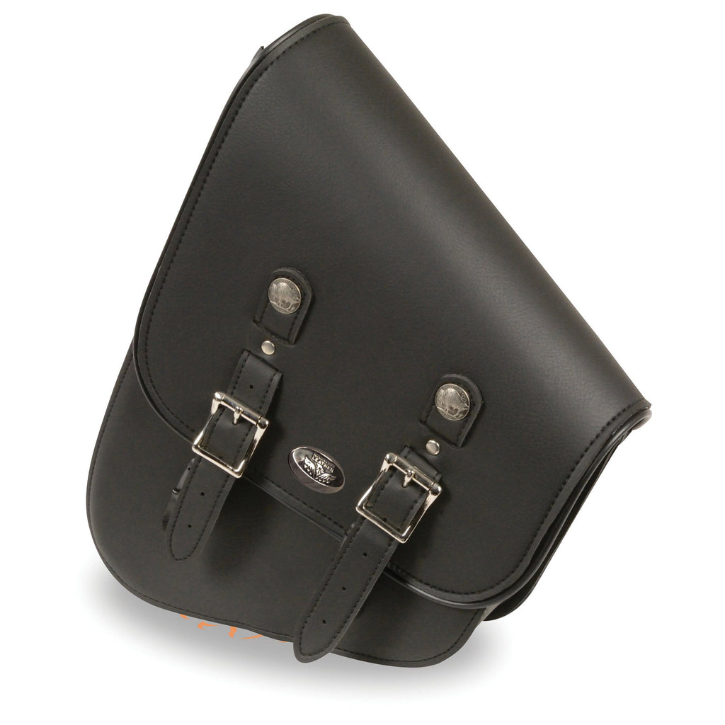 Milwaukee Leather SH640R Black Right Side Tall Slanted PVC Swing Arm Bag with Buffalo Snaps