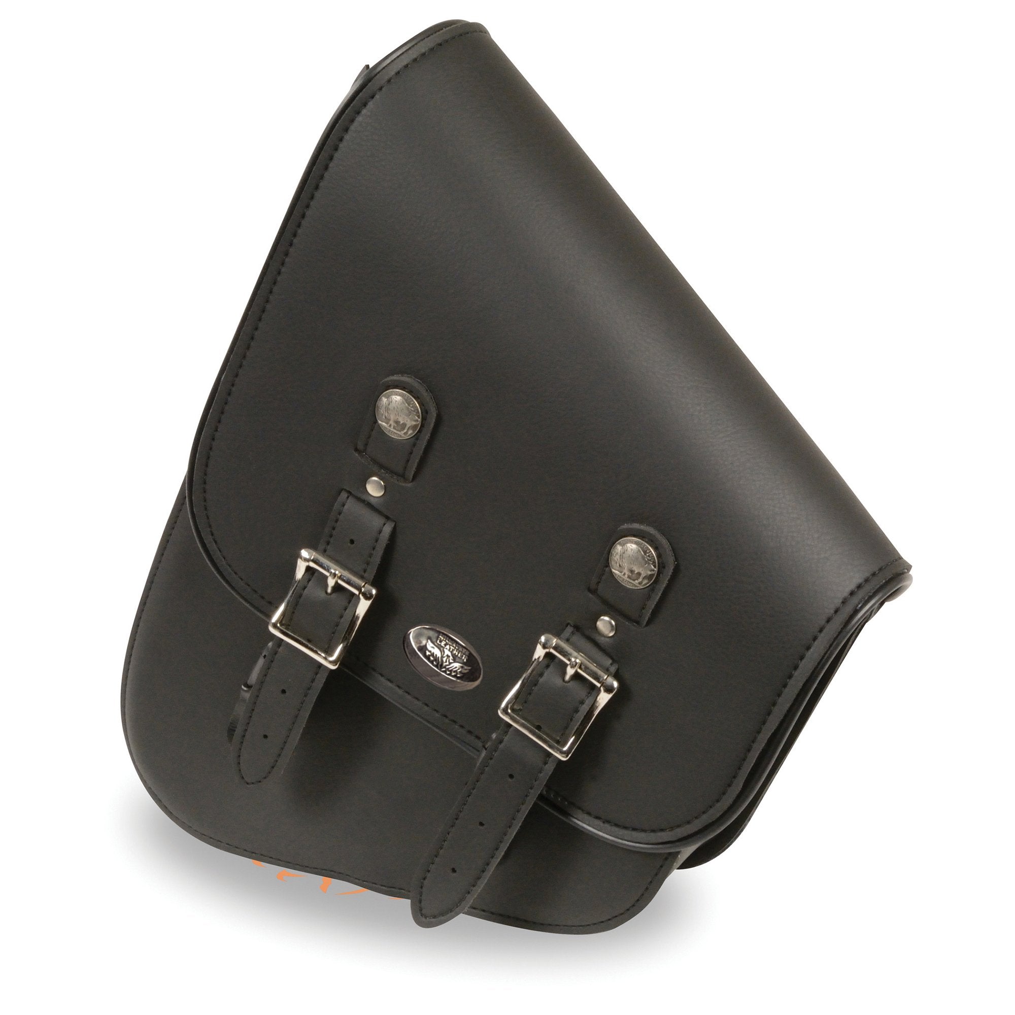 Milwaukee Leather SH640R Black Right Side Tall Slanted PVC Swing Arm Bag with Buffalo Snaps