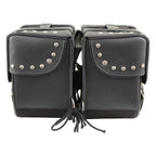 Milwaukee Leather SH645ZB Black Two Strap PVC Zip Off Throw Over Saddlebags with Chrome Studs