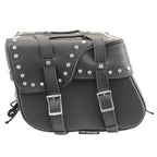 Milwaukee Leather SH645ZB Black Two Strap PVC Zip Off Throw Over Saddlebags with Chrome Studs