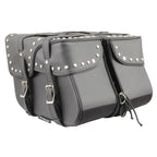 Milwaukee Leather SH645ZB Black Two Strap PVC Zip Off Throw Over Saddlebags with Chrome Studs with Chrome Studs