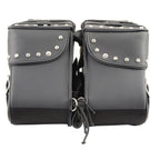 Milwaukee Leather SH645ZB Black Two Strap PVC Zip Off Throw Over Saddlebags with Chrome Studs