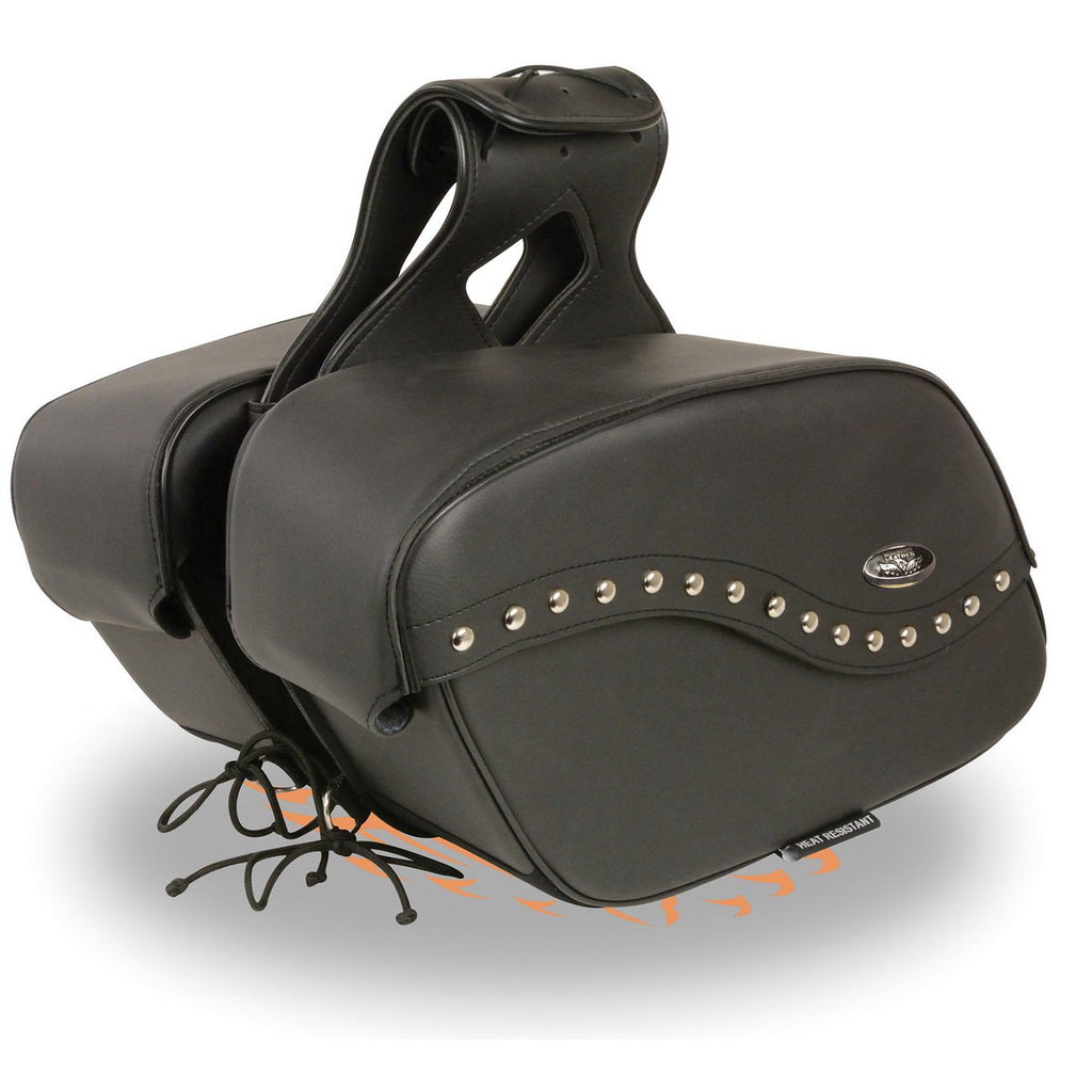 Milwaukee Leather SH646ZB Black Zip-Off PVC Studded Throw Over Motorcycle Saddlebags