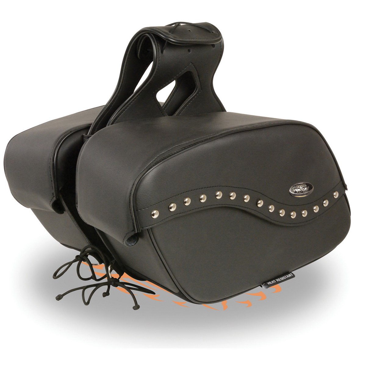 Milwaukee Leather SH646ZB Black Zip-Off PVC Studded Throw Over Motorcycle Saddlebags