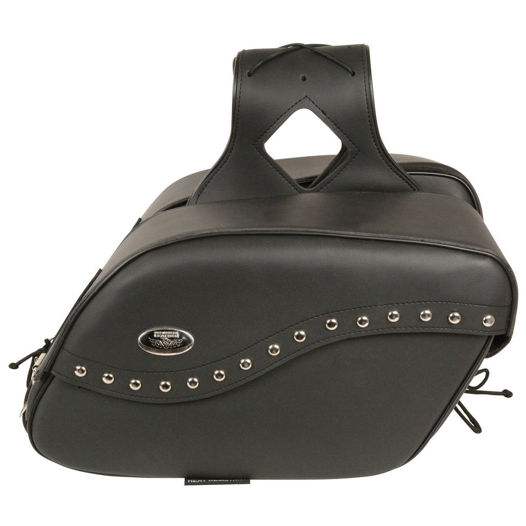 Milwaukee Leather SH646ZB Black Zip-Off PVC Studded Throw Over Saddlebags