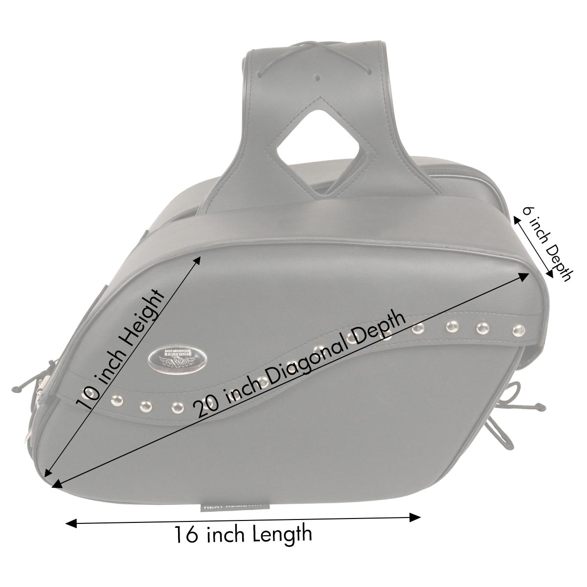 Milwaukee Leather SH646ZB Black Zip-Off PVC Studded Throw Over Saddlebags