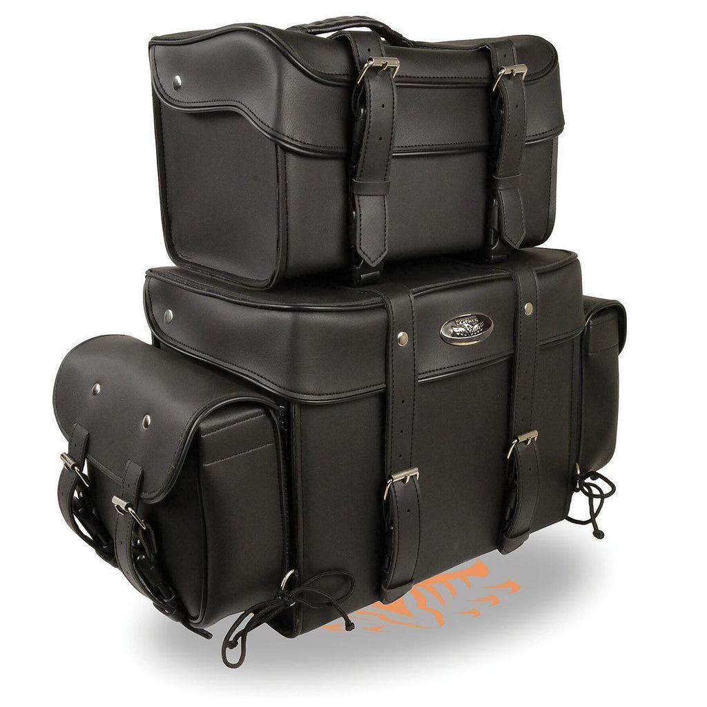 Milwaukee Leather SH65001 Large Black PVC  4-Piece Motorcycle Touring Tail Bag