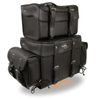 Milwaukee Leather SH65001 Large Black PVC  4-Piece Motorcycle Touring Tail Bag