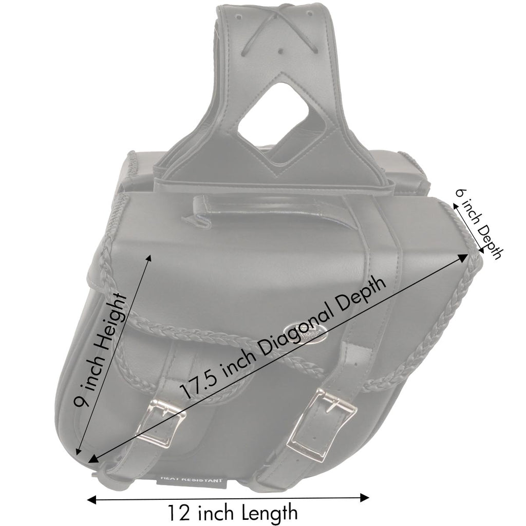 Milwaukee Performance SH66501ZB Black Medium Braided Zip Off PVC Throw Over Saddle Bag (12X9X6X17.5)