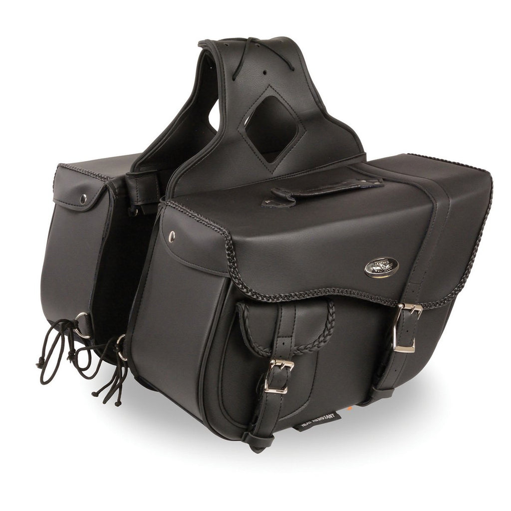 Milwaukee Performance SH665ZB Large Braided Zip Off PVC Throw Over Saddle Bag with Bonus Pocket