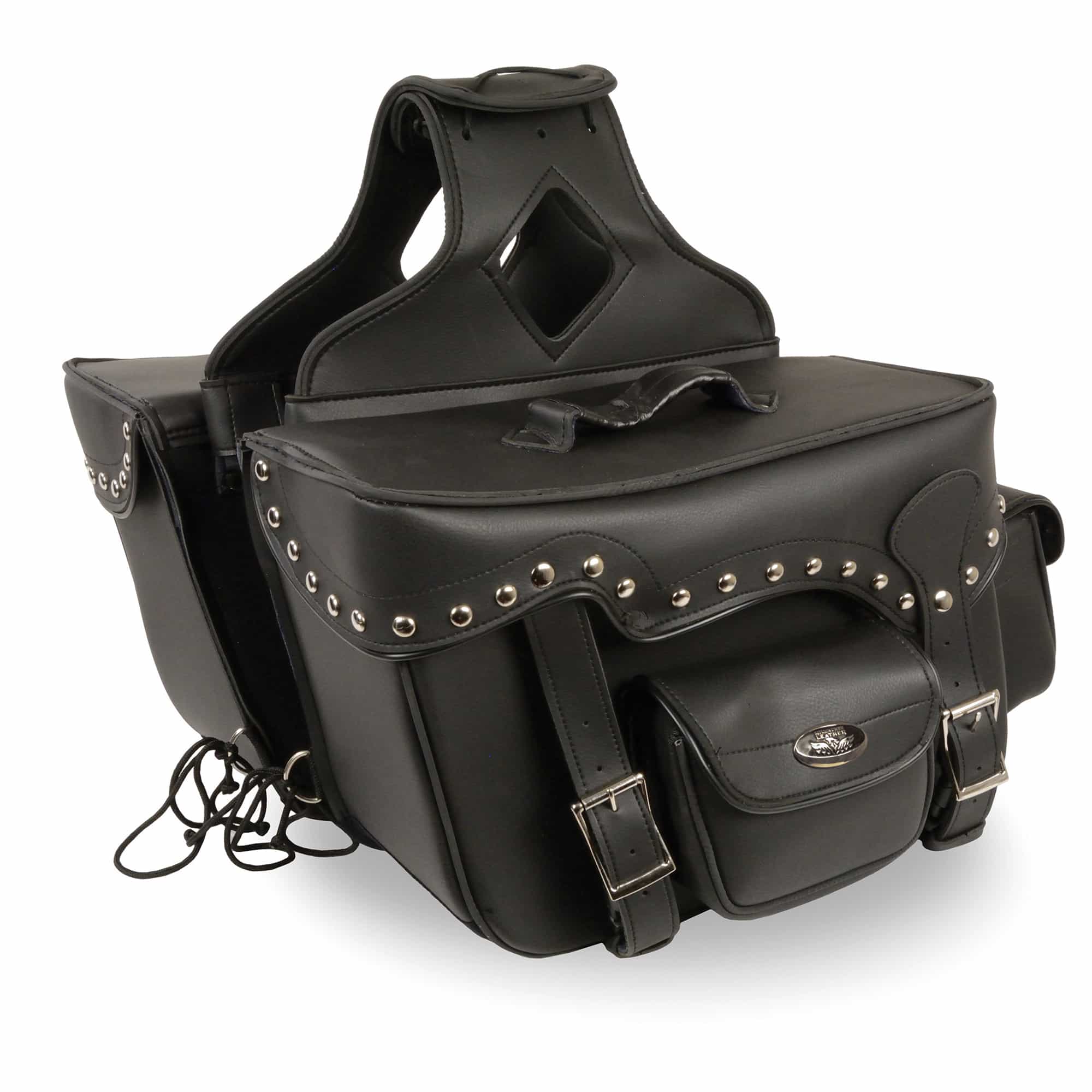 Milwaukee Performance SH66601ZB Black Zip-Off Double Pocket Studded PVC Throw Over Saddlebags