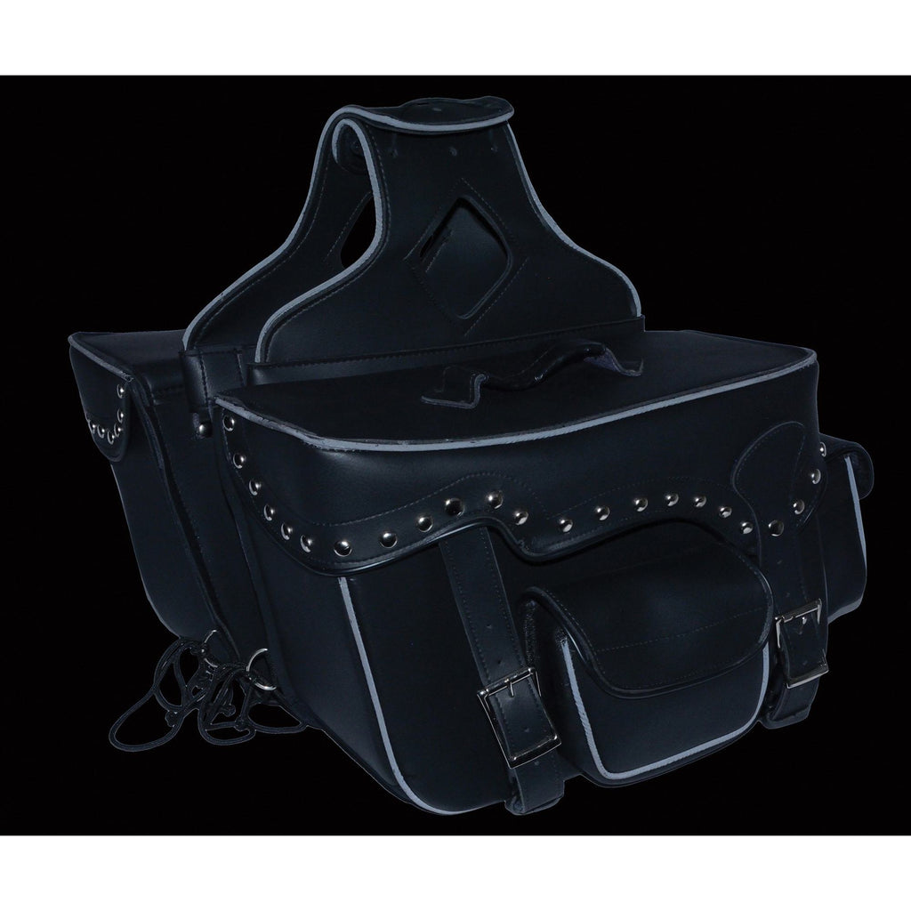 Milwaukee Performance SH66601ZB Black Zip-Off Double Pocket Studded PVC Throw Over Saddlebags