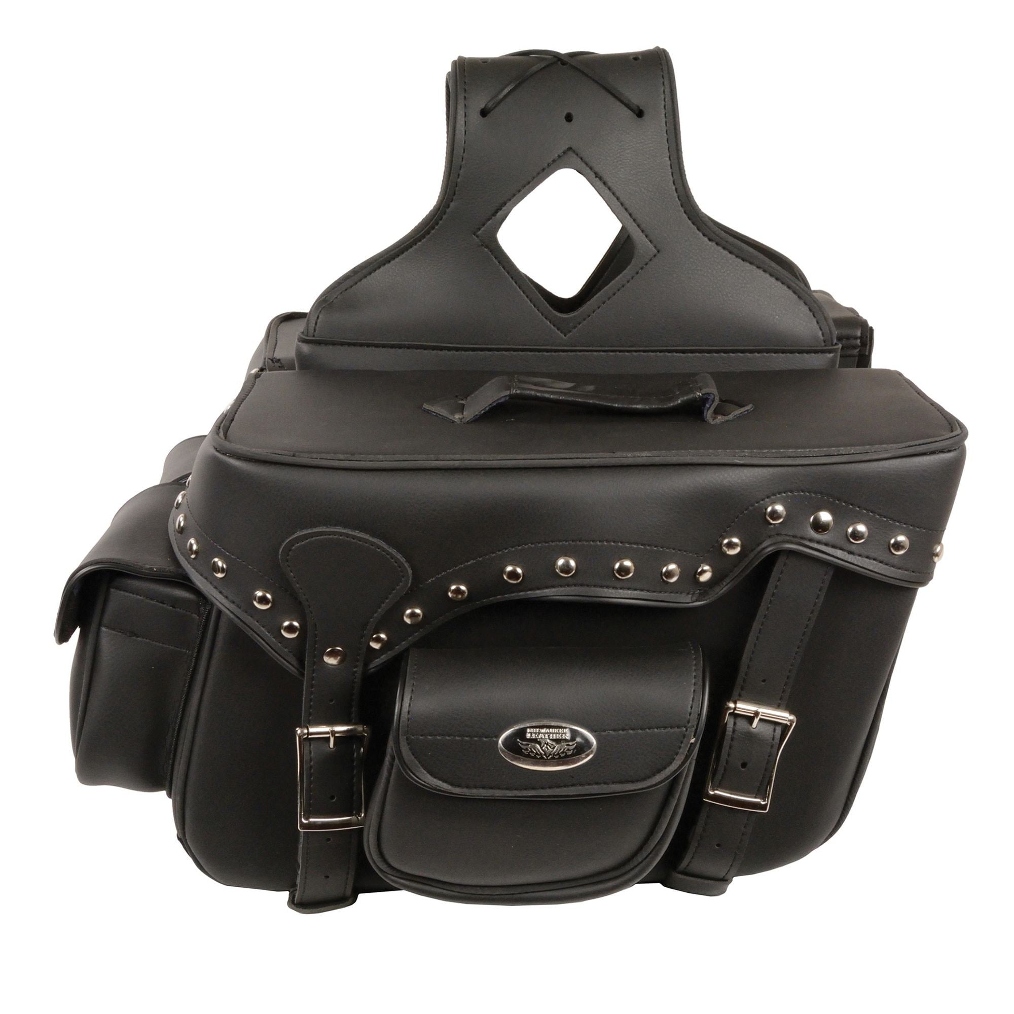 Milwaukee Performance SH66601ZB Black Zip-Off Double Pocket Studded PVC Throw Over Saddlebags