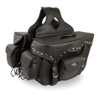 Milwaukee Leather SH66601ZB Black Zip-Off Double Pocket Studded PVC Throw Over Saddlebags