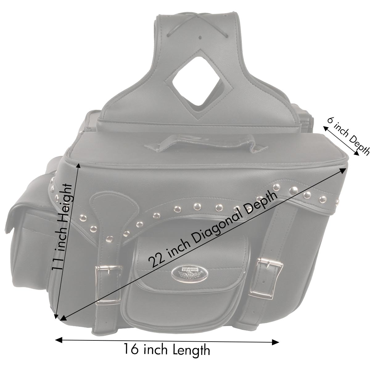 Milwaukee Performance SH66601ZB Black Zip-Off Double Pocket Studded PVC Throw Over Saddlebags