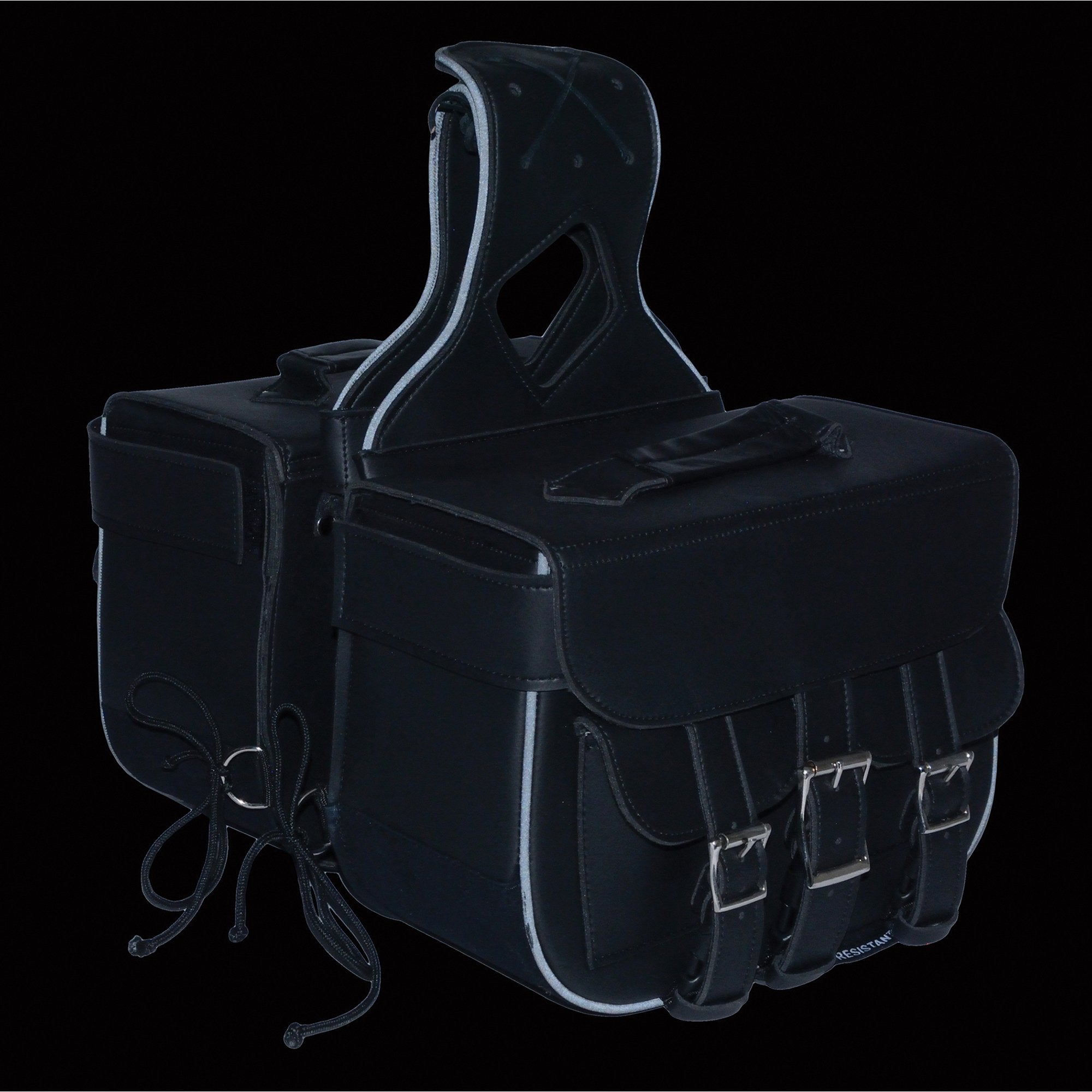 Milwaukee Performance SH67001ZB Black Straight Drop Zip-Off Triple Strap PVC Throw Over Saddlebags