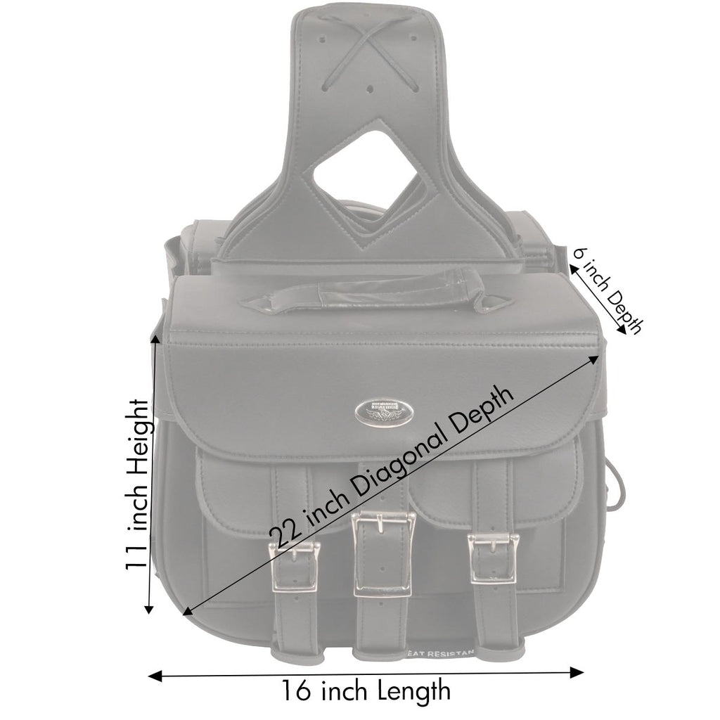 Milwaukee Performance SH67001ZB Black Straight Drop Zip-Off Triple Strap PVC Throw Over Saddlebags