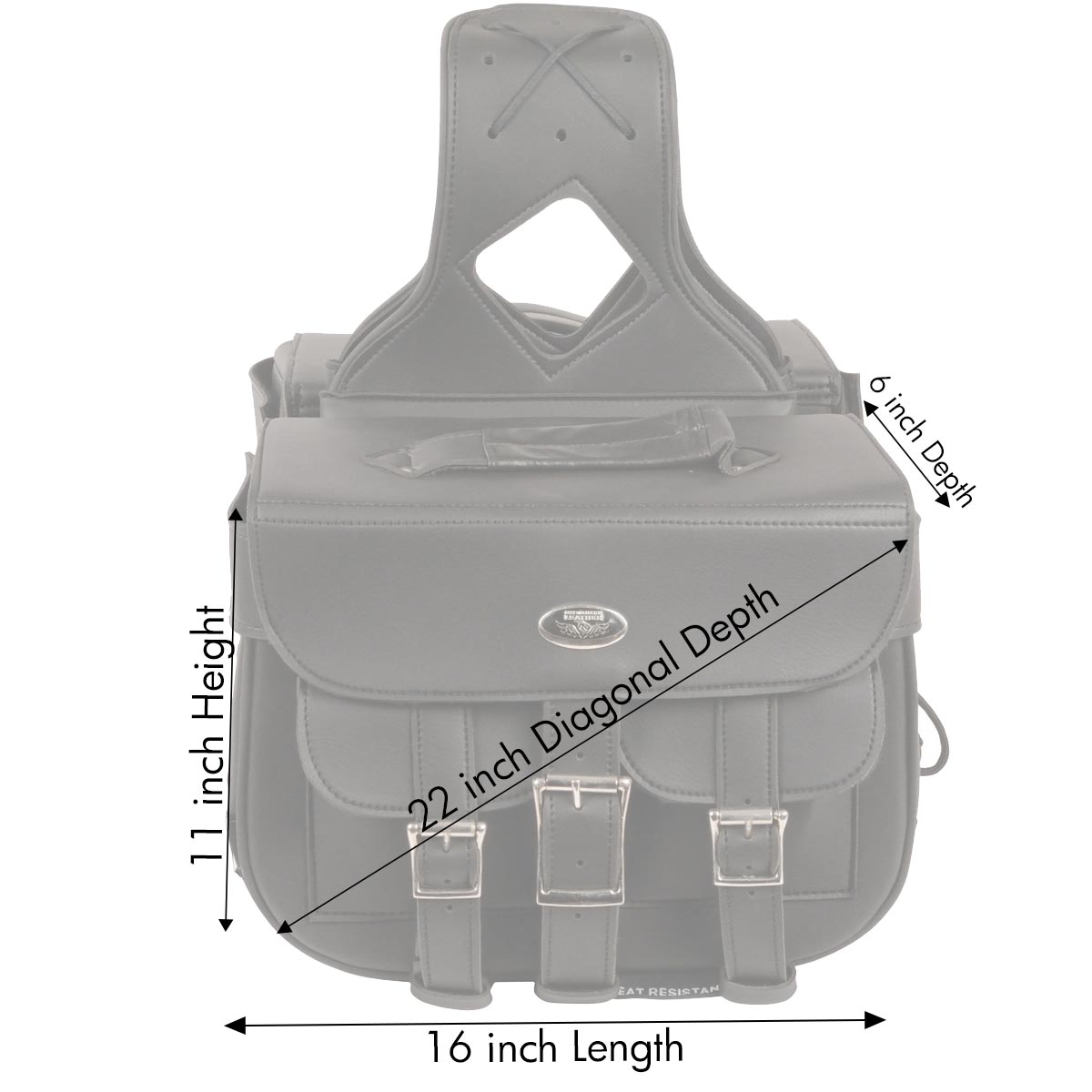 Milwaukee Performance SH67001ZB Black Straight Drop Zip-Off Triple Strap PVC Throw Over Saddlebags