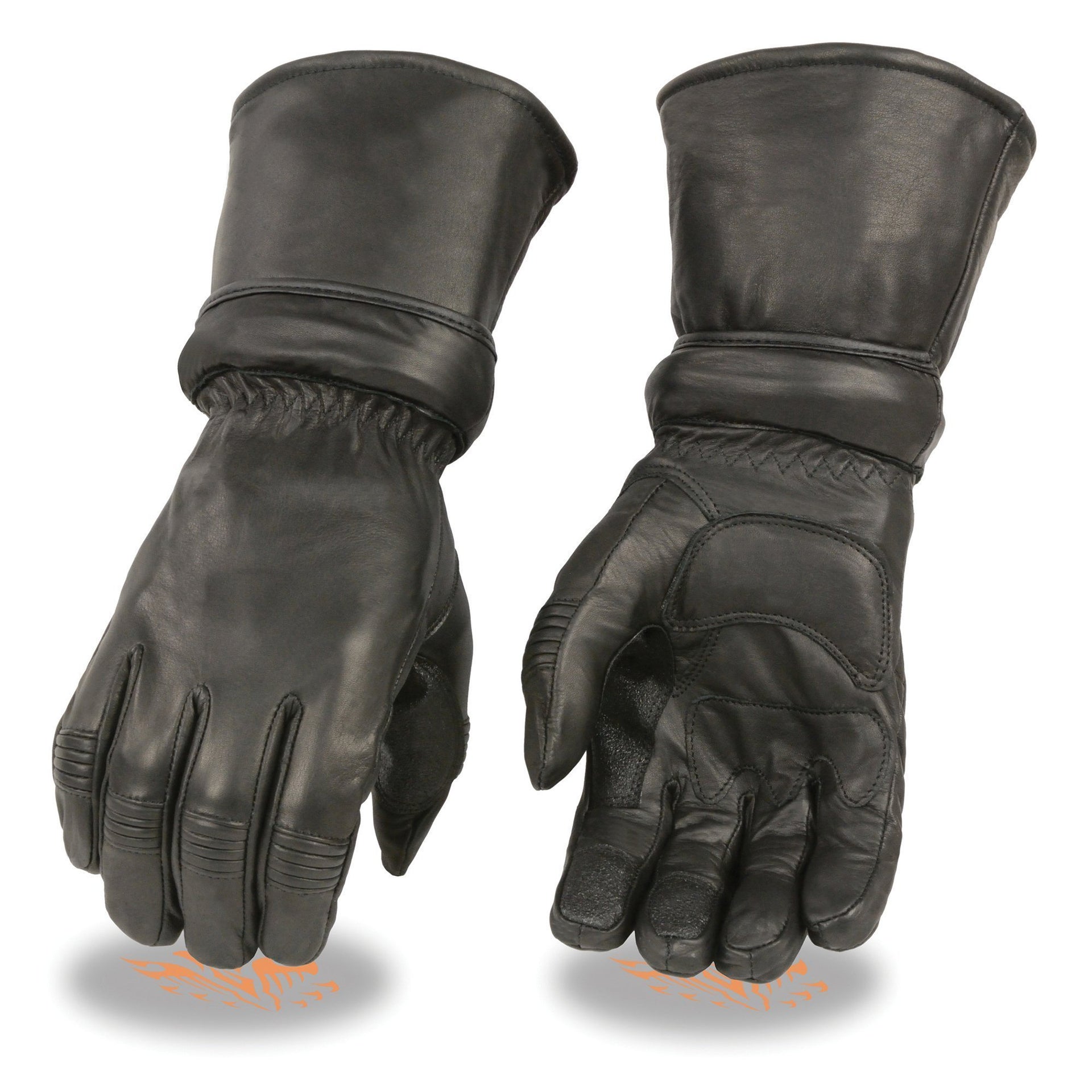 Milwaukee Leather-sh710-men's Leather Gauntlet Gloves w/ Zip Off Cuff, Gel Palm - Black / X-Small
