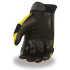 Milwaukee Leather SH791 Men's Black and Yellow Mesh and Leather Racing Gloves - Milwaukee Leather Mens Textile Gloves