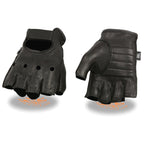 Milwaukee Leather SH851 Men's USA Deer Skin Leather Black Gel Padded Palm Fingerless Motorcycle Riders Gloves