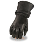 Milwaukee Leather SH852 Men's Black Deerskin Gauntlet Gloves with Gel Palm - Milwaukee Leather Mens Leather Gloves