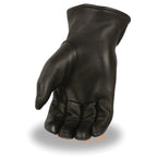 Milwaukee Leather SH858 Men's Thermal Lined USA Deerskin Black Leather Motorcycle Gloves w/ Cinch Wrist Closure