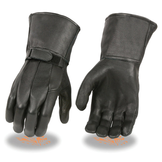 Milwaukee Leather SH864 Men's Gauntlet USA Deerskin Leather Unlined Motorcycle Winter Gloves