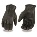 Milwaukee Leather SH866 Men's Thermal Lined USA Deerskin Leather Black Motorcycle Gloves w/ Zipper Closure
