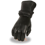 Milwaukee Leather SH870 Women's USA Deerskin Black Leather Gauntlet Winter Gloves w/ Gel Palm