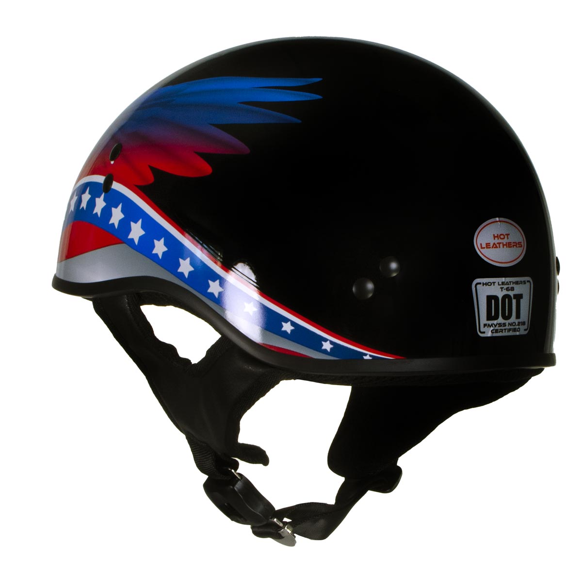 dot motorcycle cap helmet Hot Leathers HLT68 Eagle Wings Black Advanced DOT Approved Motorcycle Skull Cap Half Helmet